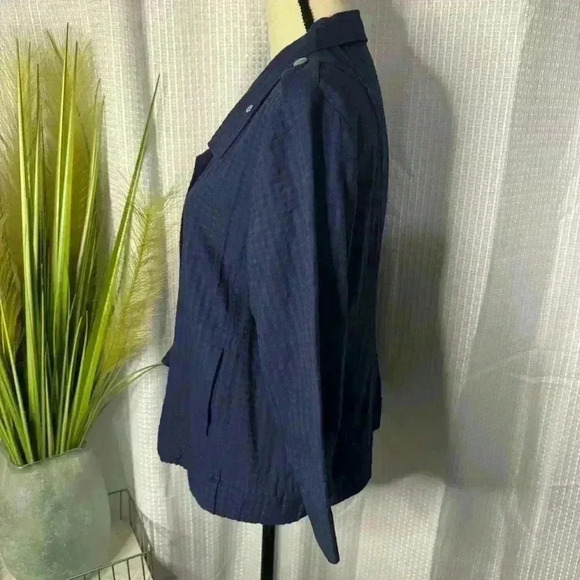 Chico's Additions Women’s 2 US L Spectra Sapphire Smoked Blue Zipped Jacket - Picture 7 of 13